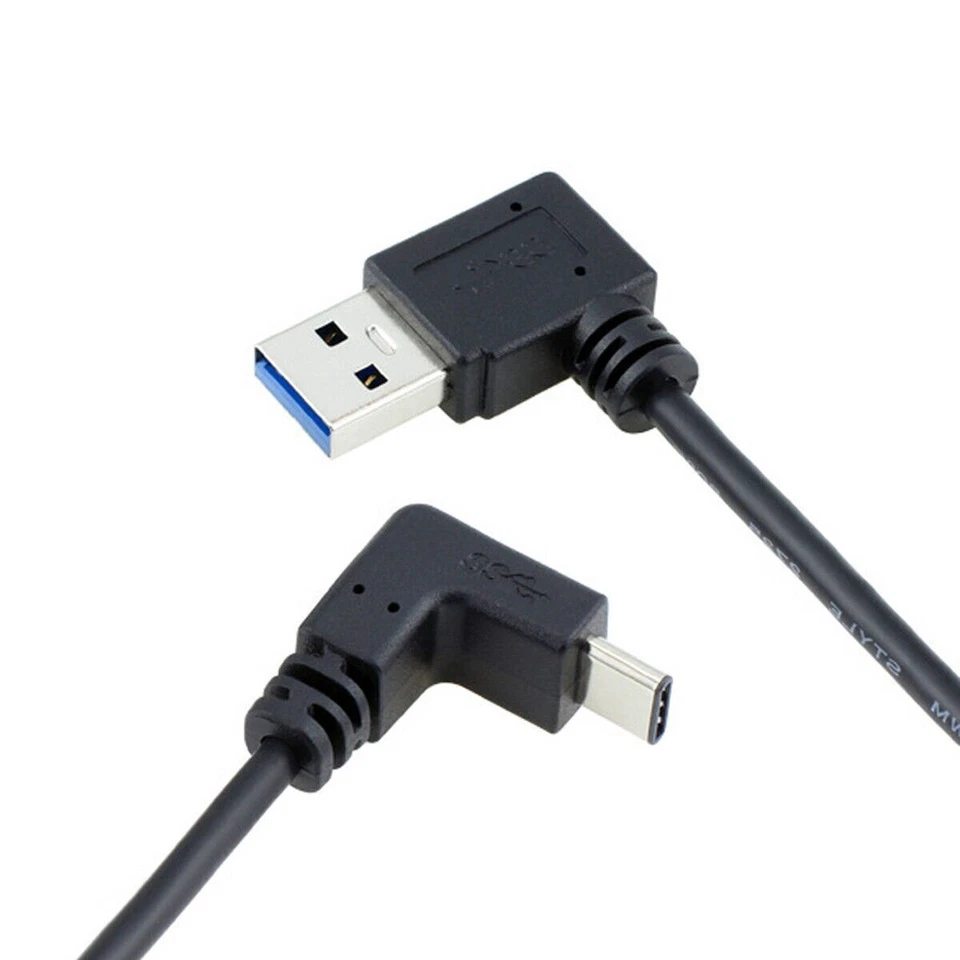 USB 3.1 Type-C Up Down Angle to A Male Data Cable USB C Male to A Cable Cord - Image 3 of 4