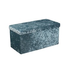 New Quilted Top Folding Storage Ottoman Seat Toy Storage Box Crushed Velvet 