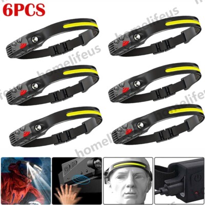 Sensor COB LED Stirnlampe Wiederaufladbar Headlamp Camping Kopfleuchte mit Akku