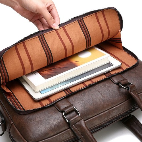 Men Briefcases Bag Laptop Business Travel Bags Handbags Leather Office Bags - Photo 21/24