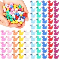100 Pcs Tiny Ducks 10 Colors Little Duck Figures Mini Resin Ducks Plastic Small
