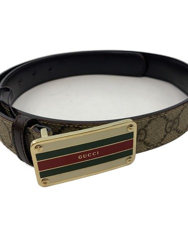 GUCCI GG Sherry Line Belt/Leather/GRY/Men's/155084