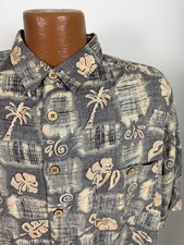Vintage 90s Reverse-Print Hawaiian Shirt Men XL Tribal Floral Tiki Luau Rayon
