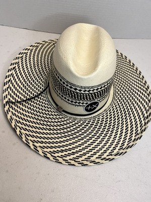 American Hat Company Straw Para Panama  Men's Size 7 Black & Ivory Cowboy Hat