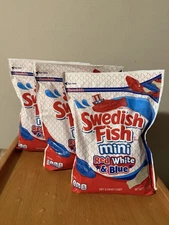 3 Bags Swedish Fish - MINI - RED, WHITE & BLUE - BB 1/18/2026 - 816g/1 lb12.8 oz