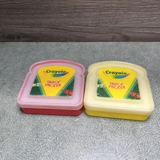 Set Of 2 Yellow & Red Crayola Snack Container 2003 Sandwich Holder A.Aronson