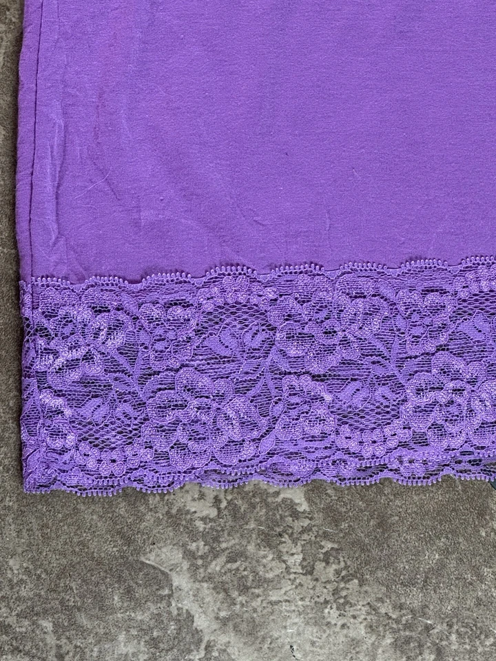 Y2K Bongo Long Lace Cami L Fairy Dainty Coquette Top Stretch Shirt Purple VTG - Image 2 of 4