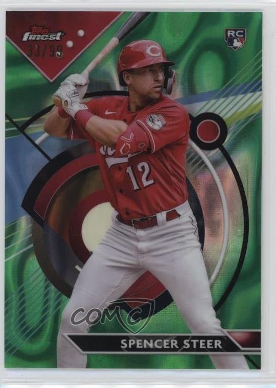 2023 Topps Finest Green Lava Refractor 33/99 Spencer Steer #95 Rookie RC 0us8