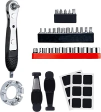 Bike Tool Kit, Repair Kit with Mini Ratchet Wrench Regular size, Black 