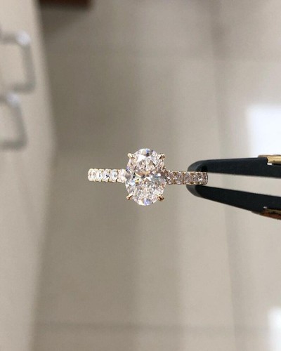 1.50 Ct Oval Real Moissanite Solitaire Engagement Ring 14k Yellow Gold Plated - Picture 1 of 5