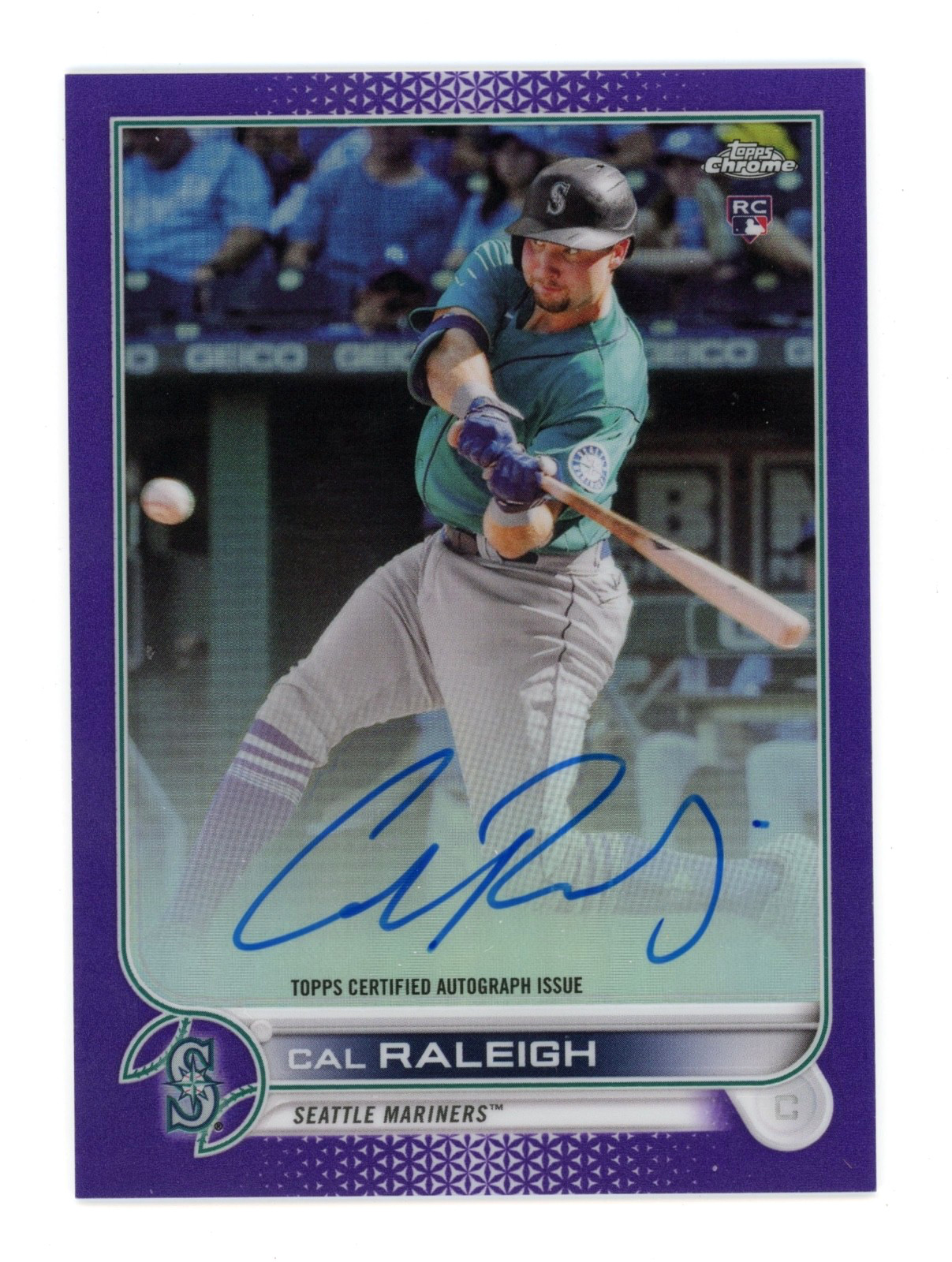2022 Topps Chrome Cal Raleigh Purple Refractor Auto /250 Rookie RC