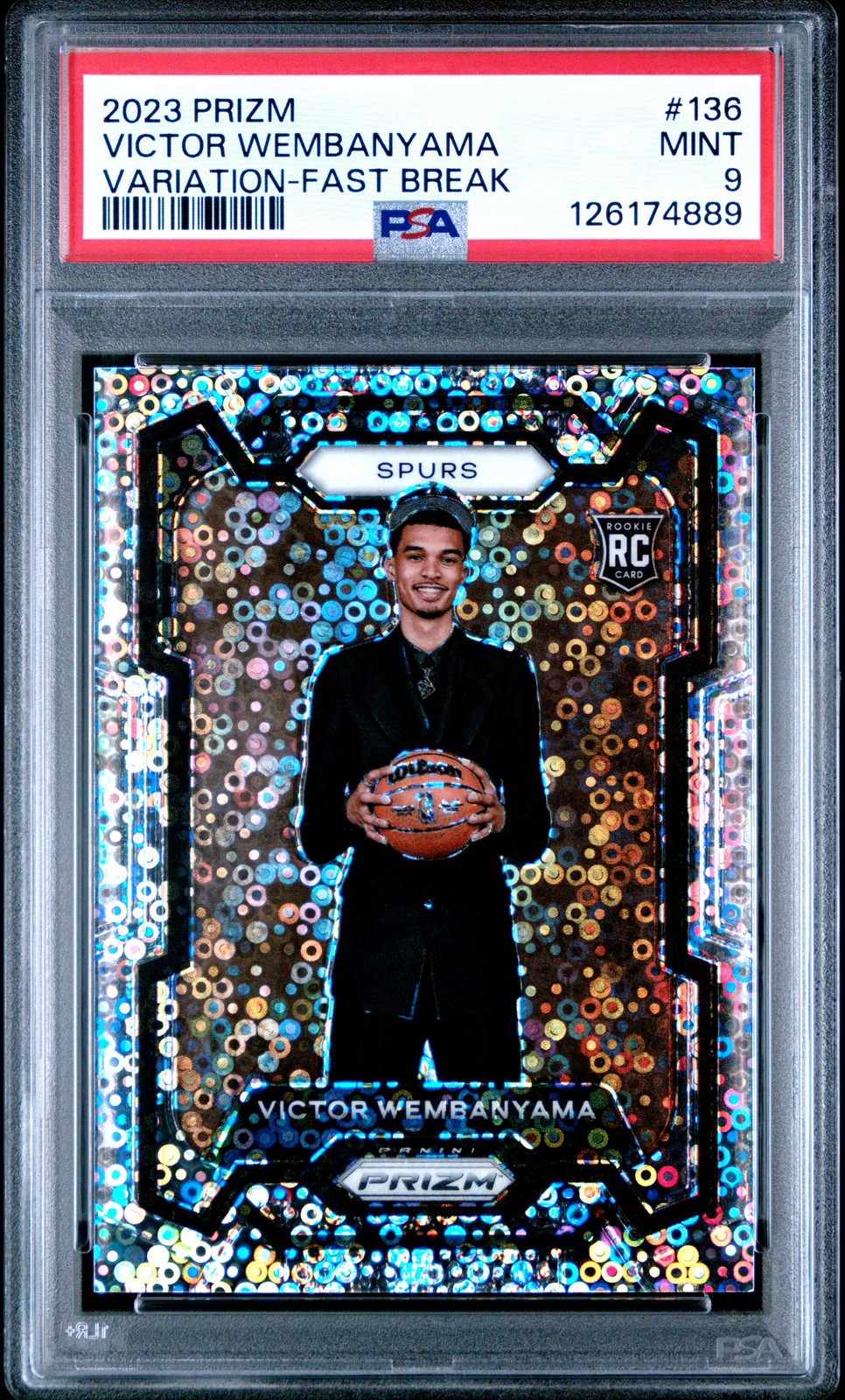 2023 PANINI PRIZM VAR-FAST BREAK #136 VICTOR WEMBANYAMA ROOKIE RC PSA 9
