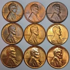 9 Lincoln Wheat Cents Uncirculated/Toned All Different Dates! (Lot#15)