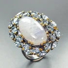 Jewellery 18 ct+ Natural Moonstone Ring 925 Sterling Silver Size 7.5 /R464339