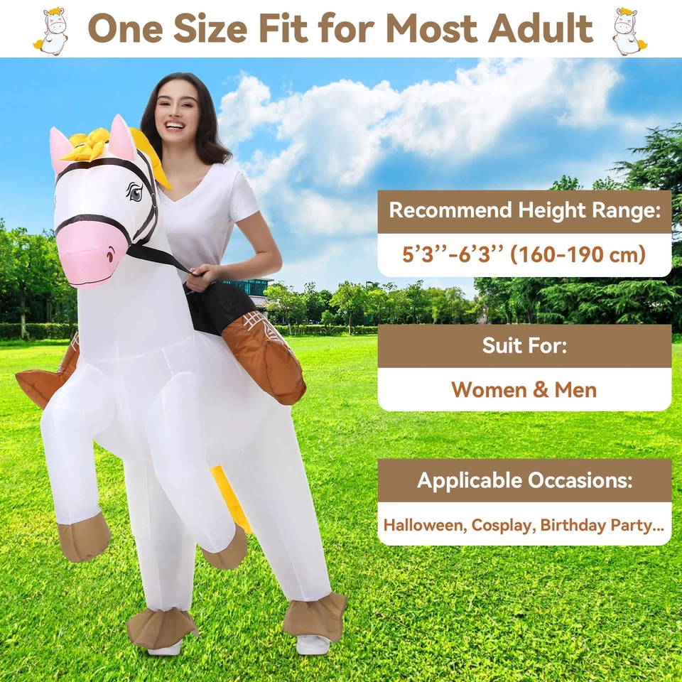 Надувная лошадь костюм взрослых Хэллоуин взорвать костюмы ездить на белой лошади... - Изображение 3 из 4