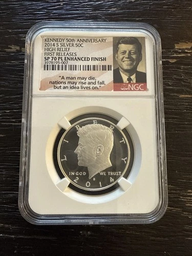 2014 S High Relief 90% Silver Kennedy Half Dollar NGC SP70 PL Enhanced Finish