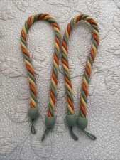 Lot de 2 attaches de rideau neuves jaune orange olive corde torsadée retenue