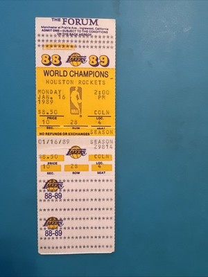 1989 Los Angeles Lakers Vs Houston Rockets Ticket. Martin Luther King ...