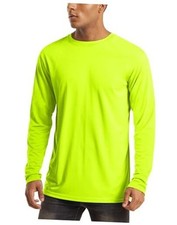 Men's Long Sleeve Shirts UPF 50 UV Sun Protection Large Fluorescent Green