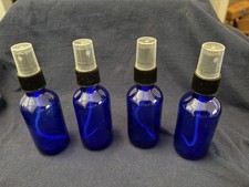 9 Cobalt Blue, 2 oz Glass Bottles with chalk labels Fine Mist Sprayers