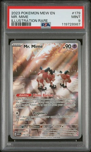 2023 POKEMON MEW EN-151 ILLUSTRATION RARE #179 MR. MIME PSA 9