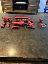 Rescue Fire Truck Plastic & Diecast Lot Of 9  Helicopters Semis Etc