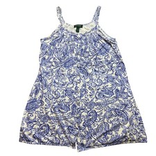 Lauren Ralph Lauren Shirt Womens Large Paisley AOP Smocked Beachy Coastal