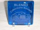 2003 Blenko Collectors Society Glass Tile Paperweight Turquoise Blue 4"