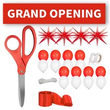 Grand Opening Ribbon Cutting Ceremony Kit   Giant Kit Red , Red