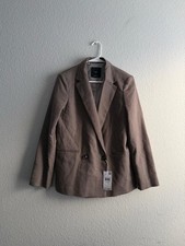 MNG Mango Women s Houndstooth Double Breasted Blazer Size Medium