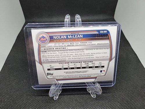 2023 Bowman Chrome Draft Nolan McLean 1° Auto #78/499 Rifrattore CDA-NM NY Mets - Foto 2 di 3