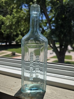 Antique UMATILLA INDIAN HOGAH Aqua Blue ''Quack Medicine '' Bottle Detroit Mich