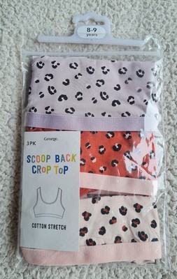 Mädchen Leopardenmuster Crop Tops 3er Pack Flieder Rost Rosa 8-9 Jahre Brandneu im Paket