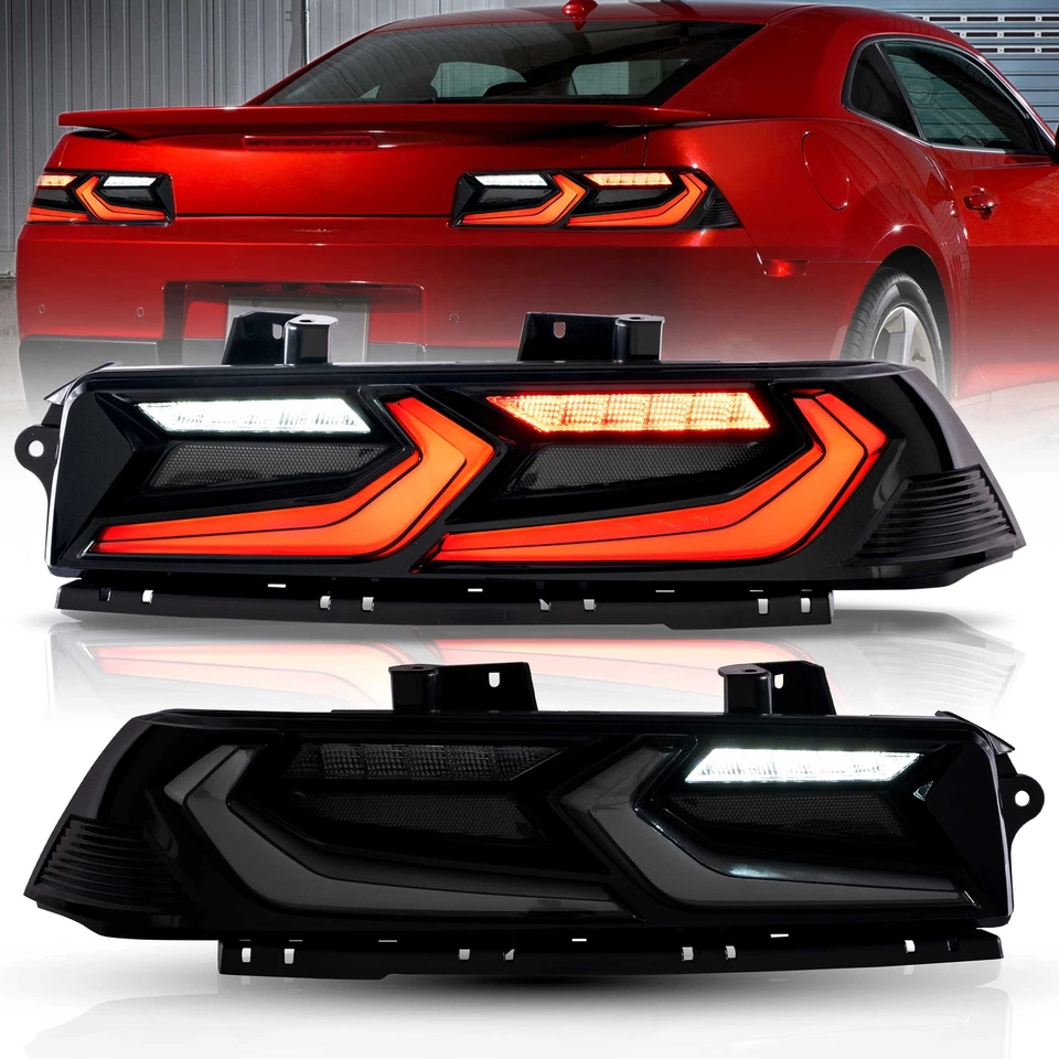 VLAND Smoked LED Tail Lights For 2014-2015 Chevrolet Chevy Camaro Rear Lamps - Image 2 of 4