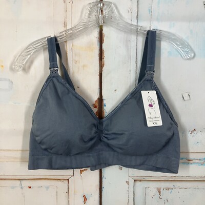 Angelhood Womens Seamless Sleep Nursing Bra, Maternity, size XXL Blue