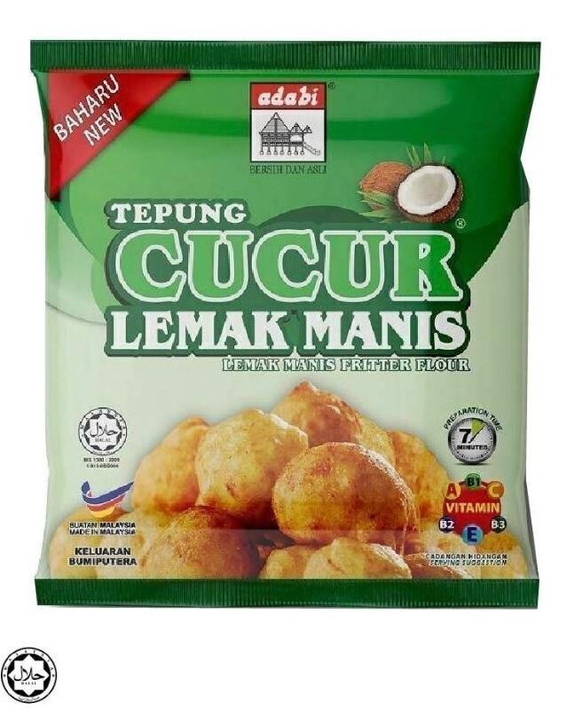 4x ADABI FLOUR FRITTER (LEMAK MANIS,CUCUR UDANG,BAWANG,  IKAN BILIS) 4 X 200G