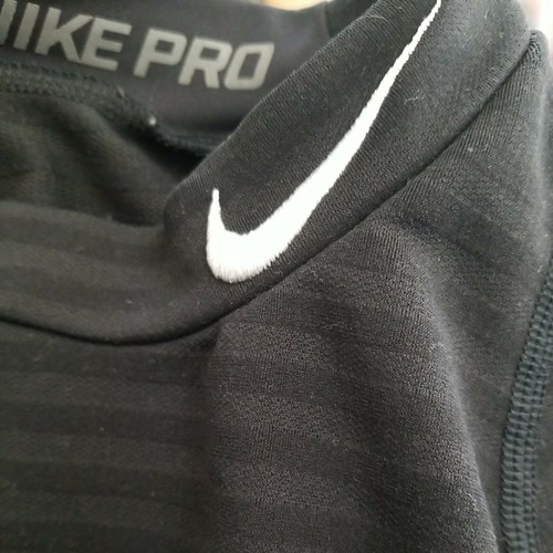 NIKE PRO YOUTH ACTIVEWEAR TOP BLACK BOYS MEDIUM M DRI-FIT EMBROIDERED SWOOSH - Picture 3 of 12