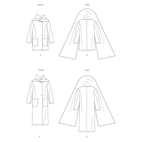 Simplicity SEWING PATTERN S3034 Misses' Coats With Attached Scarf 6-14 Or 16-24 - Picture 4 of 5