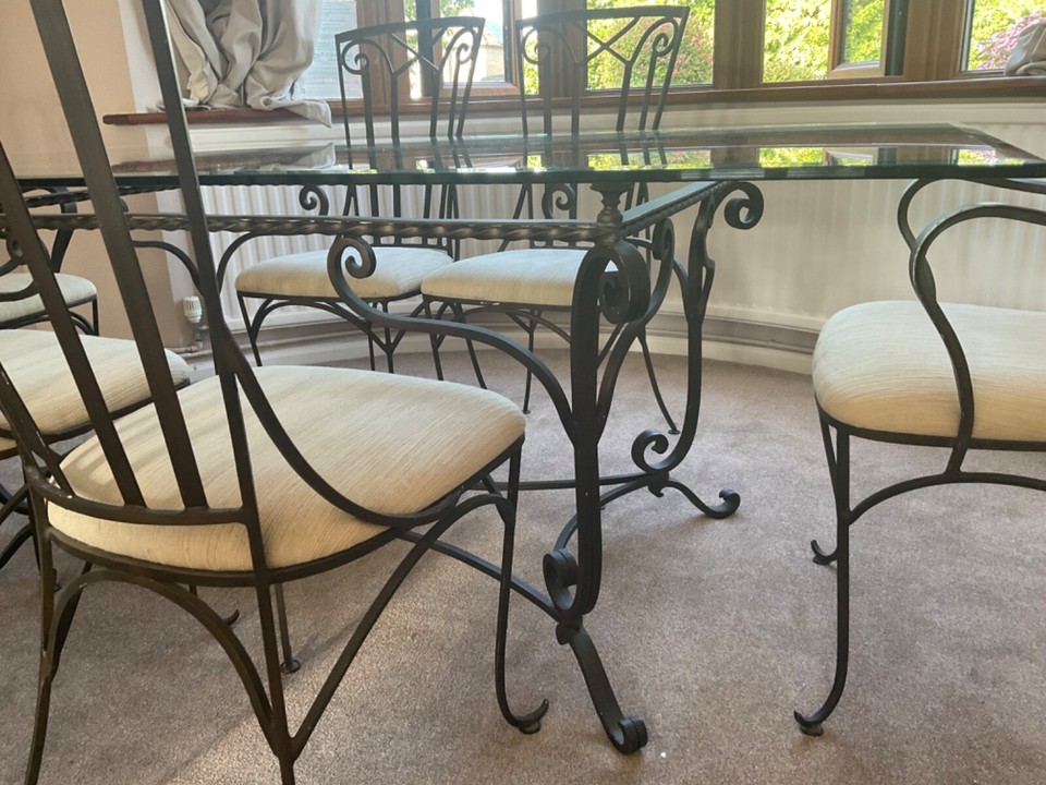 glass dining table and 6 chairs used eBay