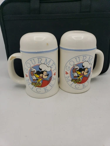 Vintage Mickey Salt & Pepper Shakers Large Disney Gourmet Treasure Craft CHIPPED
