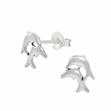 Dolphin Stud Earrings Silver