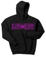 LOVE SNOW SLED HOODIE SWEAT SHIRT SNOWMOBILE MACHINE SKI DOO SNOCROSS YAMAHA