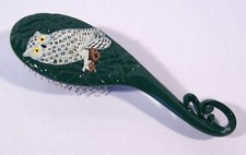 Hand Painted White Snowy Owl Bird Hair Brush BU21L