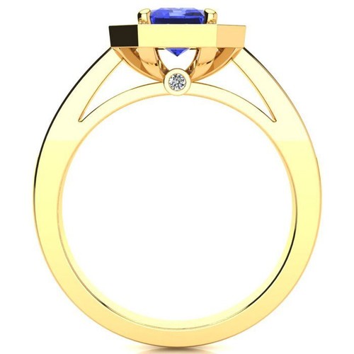 14K Yellow Gold 1 1/4 Carat Tanzanite and Halo Diamond Ring - Picture 3 of 7
