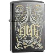 Zippo Lighter - King/Skull & Bones on Black Ice - ZMP325738