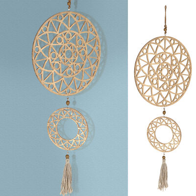Wanddeko Ornament Hängend 34x90 Gold 2 Ringe Kreis Feng Shui Mandala Fensterdeko