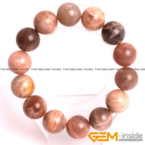 Natural Sunstone Stone Round Beaded Stretchy Energy Healing Bracelet Bangle 7" - Picture 8 of 26