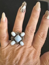 Women's Rings , Larimar, Boho , Size 6, Silver plated