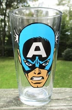 Captain America ~ 2012 Marvel Avengers 16 OZ Pint Beer Glass Tumbler ICUP USA