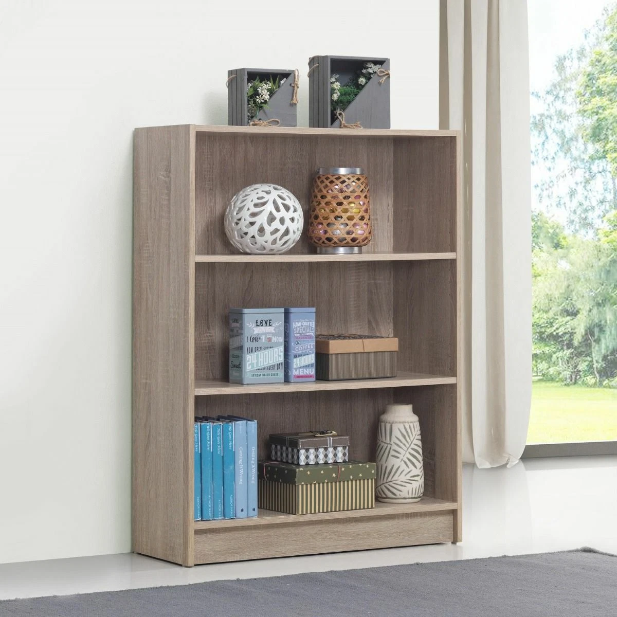 3 shelf oak bookcase outlet
